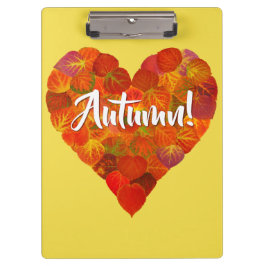 I Love Autumn, Bold—Red Aspen Leaf Heart 1 Klembord
