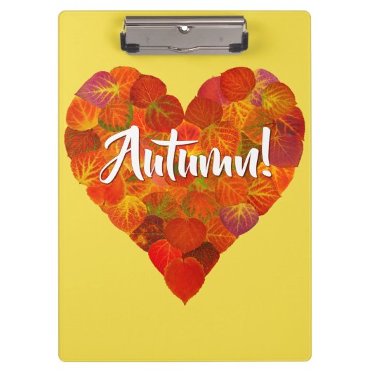 I Love Autumn, Bold—Red Aspen Leaf Heart 1 Klembord (Voorkant)