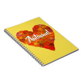 I Love Autumn, Bold—Red Aspen Leaf Heart 1 Notitieboek (Rechterzijde)