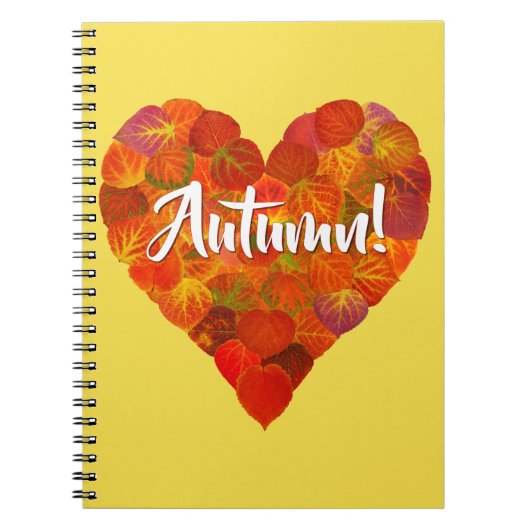 I Love Autumn, Bold—Red Aspen Leaf Heart 1 Notitieboek (Voorkant)