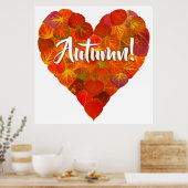 I Love Autumn, Bold—Red Aspen Leaf Heart 1 Poster (Keuken)