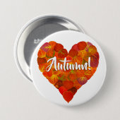 I Love Autumn, Bold—Red Aspen Leaf Heart 1 Ronde Button 7,6 Cm (Voorkant /achterkant)