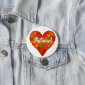 I Love Autumn, Bold—Red Aspen Leaf Heart 1 Ronde Button 7,6 Cm (In situ)