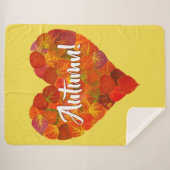 I Love Autumn, Bold—Red Aspen Leaf Heart 1 Sherpa Deken (Voorkant (horizontaal))