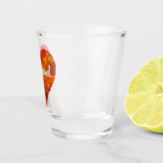 I Love Autumn, Bold—Red Aspen Leaf Heart 1 Shot Glas (Rechts)