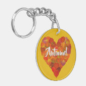 I Love Autumn, Bold—Red Aspen Leaf Heart 1 Sleutelhanger (Voorkant Links)