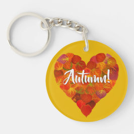 I Love Autumn, Bold—Red Aspen Leaf Heart 1 Sleutelhanger