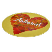 I Love Autumn, Bold—Red Aspen Leaf Heart 1 Snijplank (Hoek)