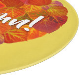 I Love Autumn, Bold—Red Aspen Leaf Heart 1 Snijplank (Hoek)