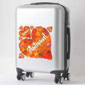 I Love Autumn, Bold—Red Aspen Leaf Heart 1 Sticker (Koffer)