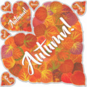 I Love Autumn, Bold—Red Aspen Leaf Heart 1 Sticker (Voorkant)