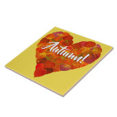 I Love Autumn, Bold—Red Aspen Leaf Heart 1 Tegeltje (Zijkant)