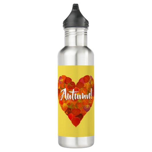 I Love Autumn, Bold—Red Aspen Leaf Heart 1 Waterfles (Rechts)