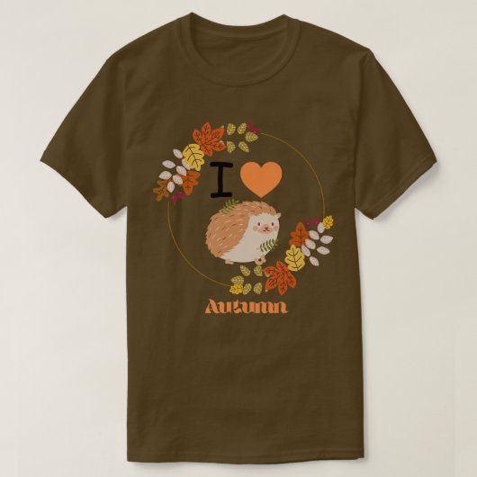 I Love Autumn Cute Hedégel Herfst Foliage T-shirt (Design voorkant)