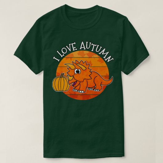 I Love Autumn Dinosaur, Herfst Triceratops, Autumn T-shirt (Design voorkant)
