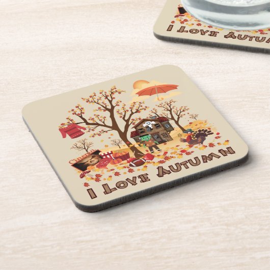 I Love Autumn - Herfst Elements and Scenery Bier Onderzetter (Linkerzijde)