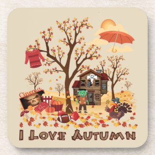 I Love Autumn - Herfst Elements and Scenery Bier Onderzetter