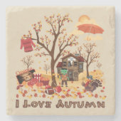 I Love Autumn - Herfst Elements and Scenery Stenen Onderzetter (Voorkant)