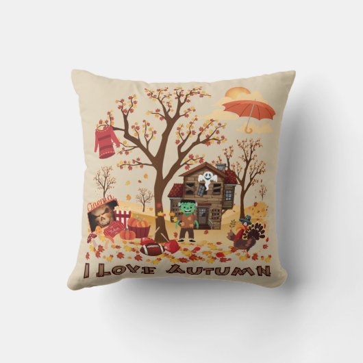 I Love Autumn - Herfst Scenery Kussen (Achterkant)