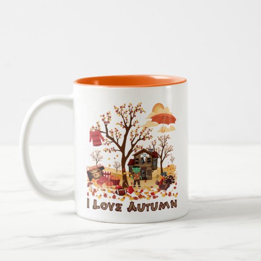 I Love Autumn - Herfst Scenery Tweekleurige Koffiemok (Links)
