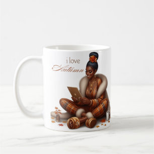 I Love Autumn herfst zwarte vrouw cliparts koffie Koffiemok
