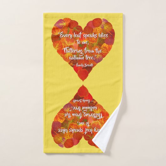 I Love Autumn-Red Aspen Leaf Heart 1, Brontë Quote Bad Handdoek (Handdoek)