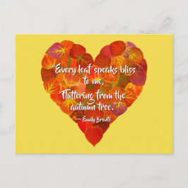 I Love Autumn-Red Aspen Leaf Heart 1, Brontë Quote Briefkaart