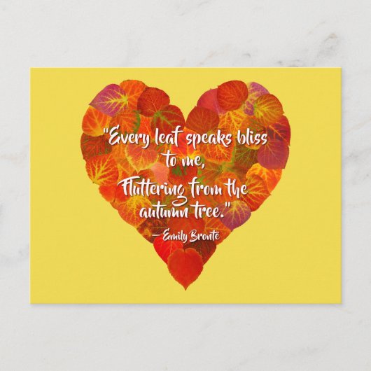I Love Autumn-Red Aspen Leaf Heart 1, Brontë Quote Briefkaart (Voorkant)