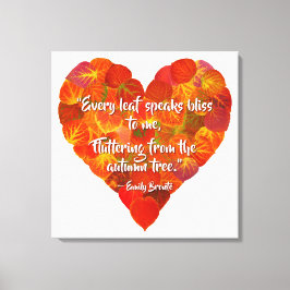 I Love Autumn-Red Aspen Leaf Heart 1, Brontë Quote Canvas Afdruk