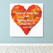 I Love Autumn-Red Aspen Leaf Heart 1, Brontë Quote Canvas Afdruk (Insitu (Houten vloer))