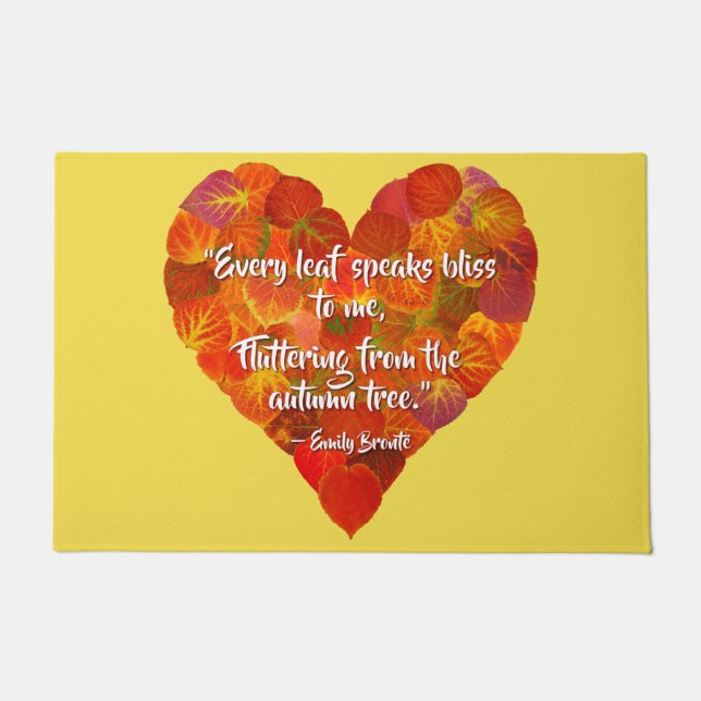 I Love Autumn-Red Aspen Leaf Heart 1, Brontë Quote Deurmat (Voorkant)