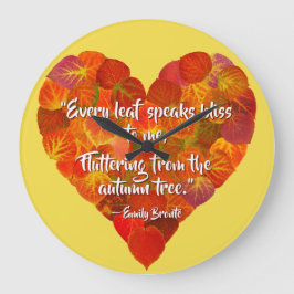I Love Autumn-Red Aspen Leaf Heart 1, Brontë Quote Grote Klok