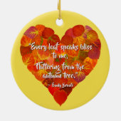 I Love Autumn-Red Aspen Leaf Heart 1, Brontë Quote Keramisch Ornament (Achterkant)