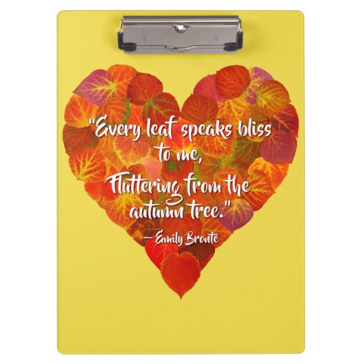 I Love Autumn-Red Aspen Leaf Heart 1, Brontë Quote Klembord (Voorkant)