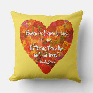 I Love Autumn-Red Aspen Leaf Heart 1, Brontë Quote Kussen