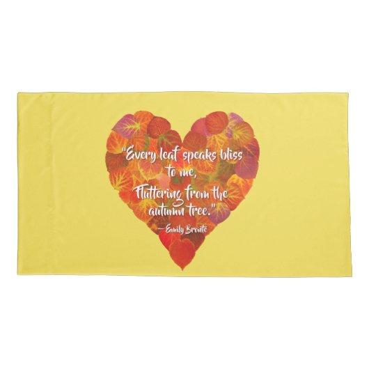 I Love Autumn-Red Aspen Leaf Heart 1, Brontë Quote Kussensloop (Achterkant-Links)