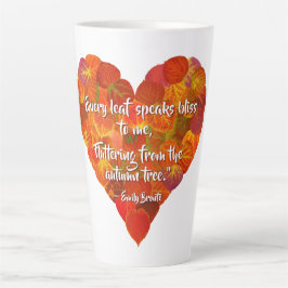 I Love Autumn-Red Aspen Leaf Heart 1, Brontë Quote Latte Mok