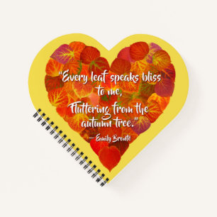I Love Autumn-Red Aspen Leaf Heart 1, Brontë Quote Notitieboek