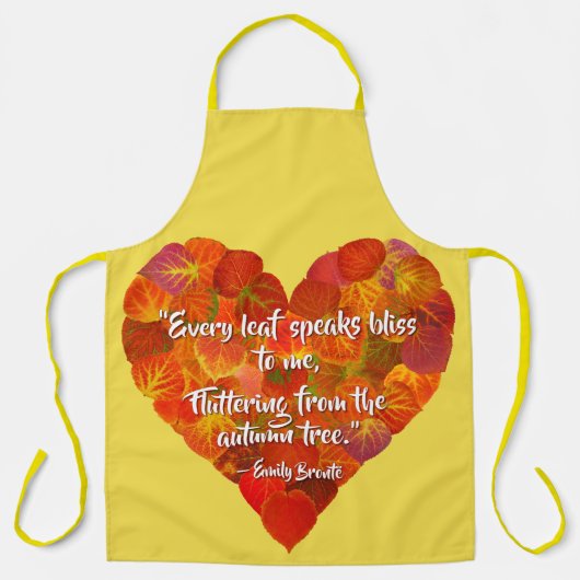 I Love Autumn-Red Aspen Leaf Heart 1, Brontë Quote Schort (Voorkant)
