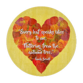 I Love Autumn-Red Aspen Leaf Heart 1, Brontë Quote Snijplank