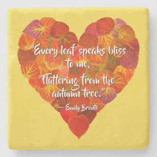 I Love Autumn-Red Aspen Leaf Heart 1, Brontë Quote Stenen Onderzetter