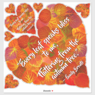 I Love Autumn-Red Aspen Leaf Heart 1, Brontë Quote Sticker