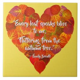I Love Autumn-Red Aspen Leaf Heart 1, Brontë Quote Tegeltje