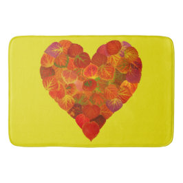 I Love Autumn, subtle—Red Aspen Leaf Heart 1 Badmat
