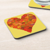 I Love Autumn, subtle—Red Aspen Leaf Heart 1 Bier Onderzetter (Linkerzijde)