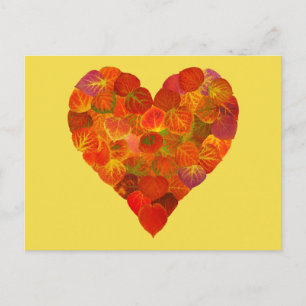 I Love Autumn, subtle—Red Aspen Leaf Heart 1 Briefkaart