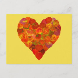 I Love Autumn, subtle—Red Aspen Leaf Heart 1 Briefkaart