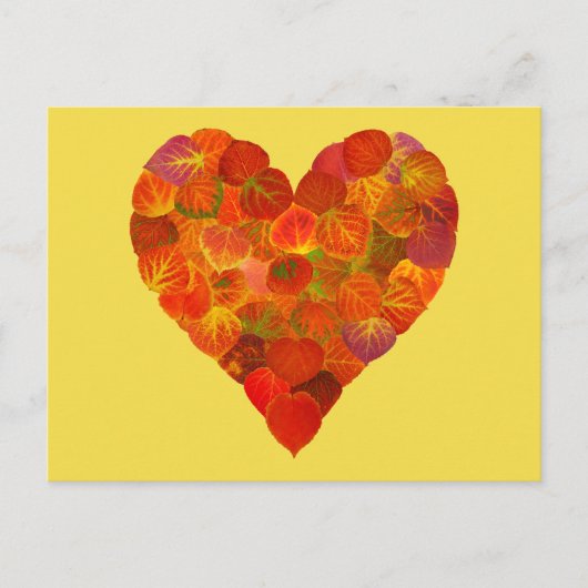 I Love Autumn, subtle—Red Aspen Leaf Heart 1 Briefkaart (Voorkant)
