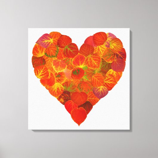 I Love Autumn, subtle—Red Aspen Leaf Heart 1 Canvas Afdruk (Voorkant)