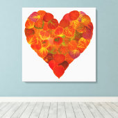 I Love Autumn, subtle—Red Aspen Leaf Heart 1 Canvas Afdruk (Insitu (Houten vloer))